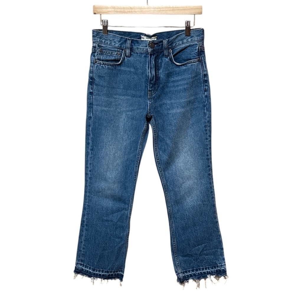 Free People Woman's Blue Jeans Cropped 61855-16515125 Raw Hem Size 25